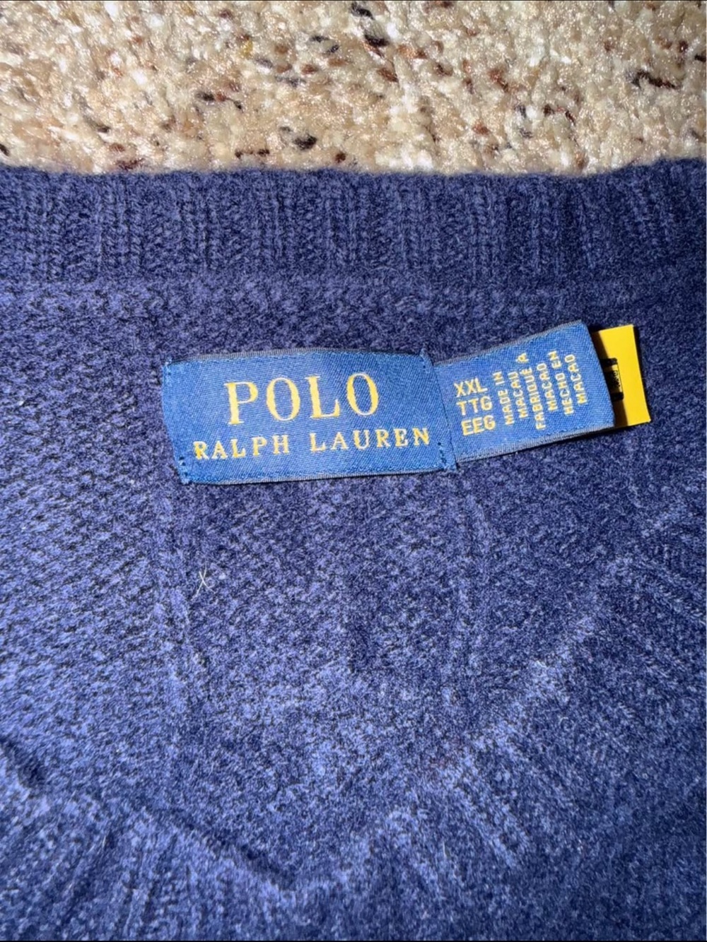 Polo by Ralph Lauren Navy Cable Crewneck Sweater with Red Pony - Picture 2 of 2